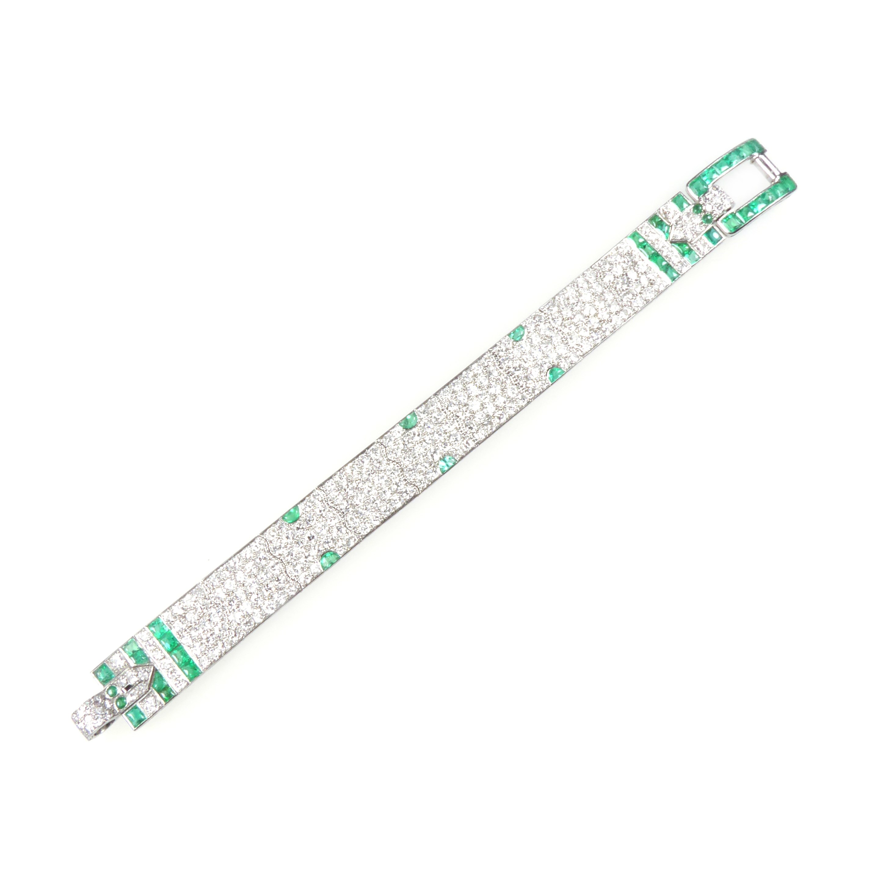 Diamond and emerald strap bracelet by Charlton